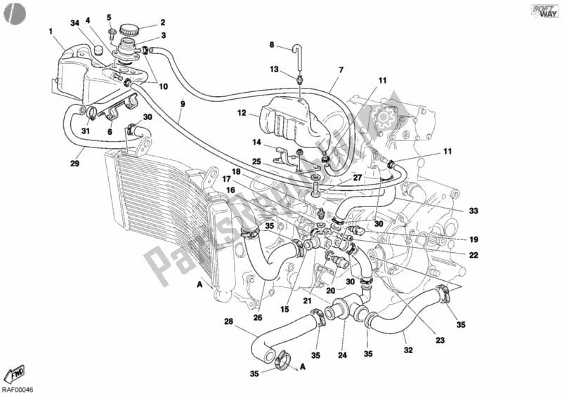 All parts for the Cooling Circuit of the Ducati Superbike 748 R Single-seat 2002
